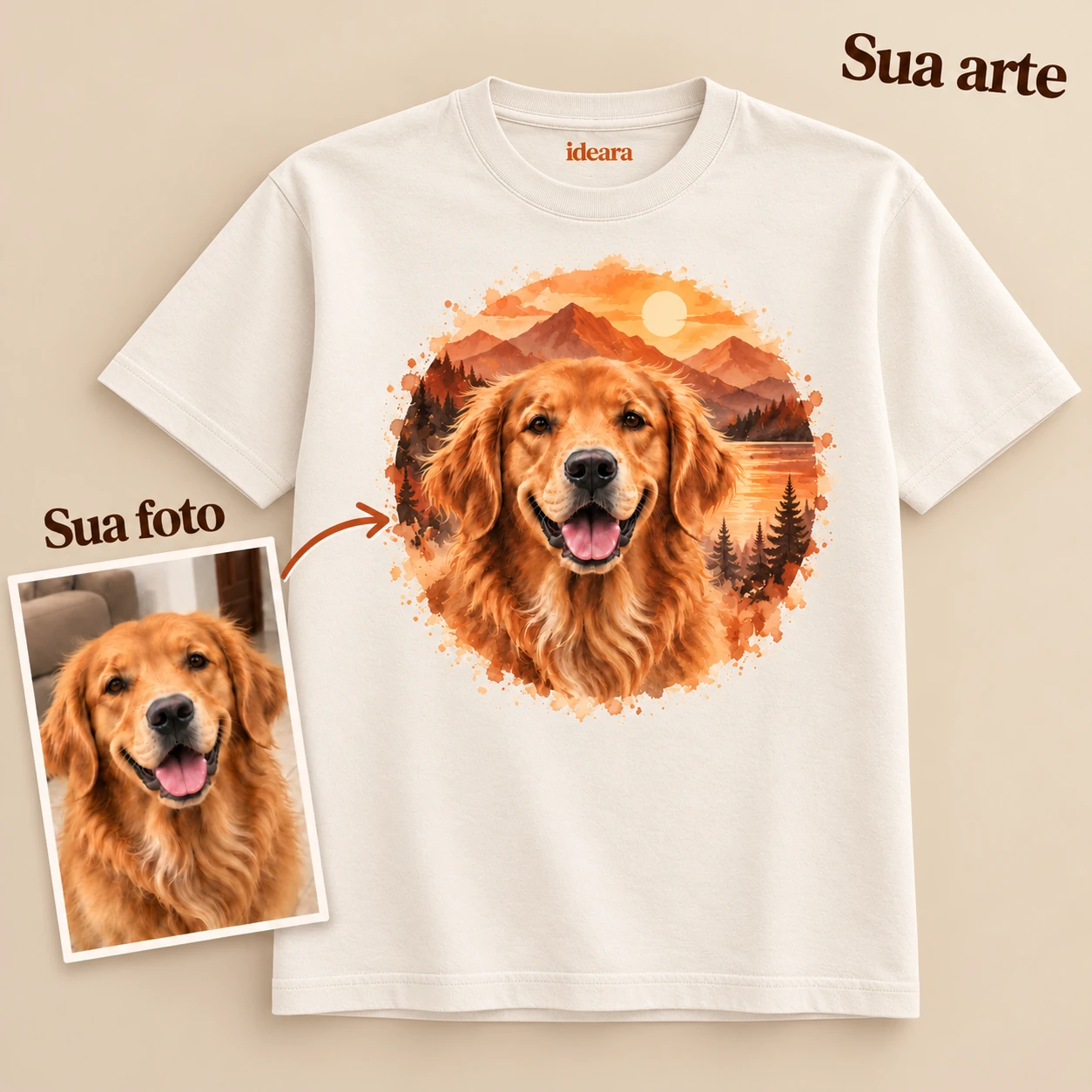 Exemplo ilustrativo: Companheiro de Aventuras — Camiseta Personalizada